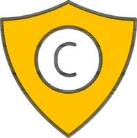 Brief c Symbol auf Schild Symbol im Gelb und schwarz Farbe. vektor