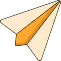 Papier Flugzeug oder Botschaft senden Symbol im Gelb Farbe. vektor