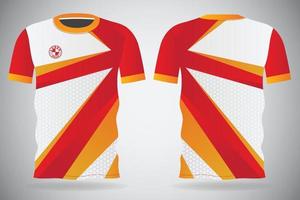 röd vit sport jersey mall för lag uniformer och fotboll t-shirt design vektor