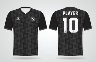 schwarze Sporttrikotschablone für Mannschaftsuniformen und Fußball-T-Shirt Design vektor