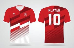 röd vit sport jersey mall för lag uniformer och fotboll t-shirt design vektor