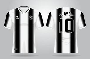 schwarze weiße Sporttrikotschablone für Mannschaftsuniformen und Fußball-T-Shirt Design vektor