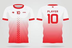 röd vit sport jersey mall för lag uniformer och fotboll t-shirt design vektor