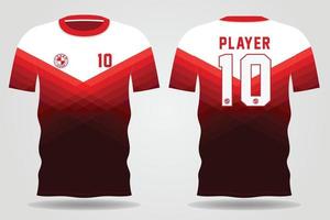 rote weiße Sporttrikotschablone für Mannschaftsuniformen und Fußball-T-Shirt Design vektor