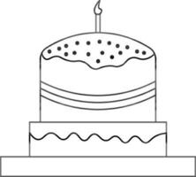 dekorativ Kuchen mit Verbrennung Kerze Symbol im eben Stil. vektor