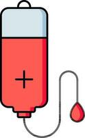 blod transfusion väska ikon i röd och blå Färg. vektor