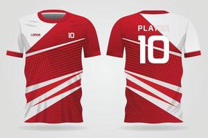 rote weiße Sporttrikotschablone für Mannschaftsuniformen und Fußball-T-Shirt Design vektor