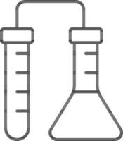 Prüfung Tube in Verbindung gebracht mit chemisch Flasche Symbol im dünn Linie Kunst. vektor