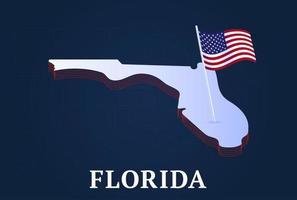Florida State isometrische Karte und USA Natioanl Flagge 3d isometrische Form von uns State Vektor-Illustration vektor