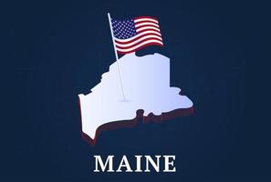 Maine State isometrische Karte und USA Nationalflagge 3d isometrische Form von uns State Vektor-Illustration vektor