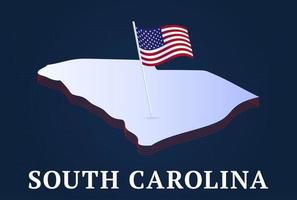 South Carolina State isometrische Karte und USA Nationalflagge 3d isometrische Form von uns State Vektor-Illustration vektor