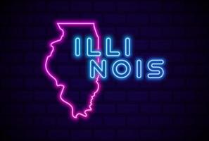 Illinois uns Zustand glühende Neonlampe Zeichen realistische Vektor-Illustration blau Backsteinmauer leuchten vektor