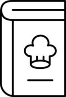 matlagning eller kock bok ikon i tunn linje konst. vektor