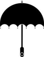 öppen paraply ikon med hantera i svart stil. vektor