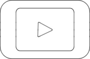 svart linje konst illustration av en Youtube ikon. vektor