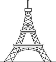 dünn Linie Kunst Eiffel Turm Symbol im eben Stil. vektor