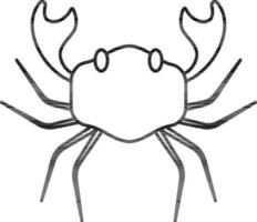 tunn linje konst krabba ikon på vit bakgrund. vektor