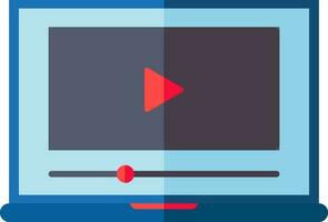 Video abspielen Taste auf Laptop Bildschirm Symbol im Blau und rot Farbe. vektor