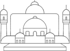 schwarz Linie Kunst Moschee Symbol im eben Stil. vektor