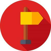 Gelb Schild Symbol auf rot kreisförmig Hintergrund. vektor