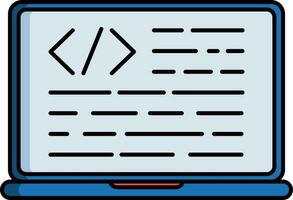 webb utveckling eller programmering app i bärbar dator ikon i blå. vektor
