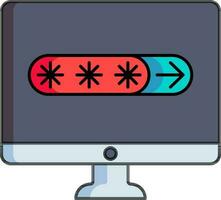 Lösenord logga in i skrivbordet ikon i blå och röd Färg. vektor