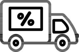 lastbil leasing procent eller rabatt lastbil ikon i svart linje konst. vektor