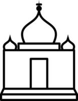 schwarz Gliederung gurudwara Symbol im eben Stil. vektor