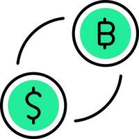 valuta utbyta ikon i svart och grön Färg. vektor