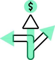 Vektor Illustration von Geld Richtung Zeichen Pfeil Symbol.