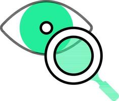 Auge mit Vergrößerung Glas Symbol im eben Stil. vektor