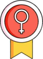 weiblich Symbol auf Abzeichen Medaille Symbol im eben Stil. vektor