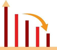 röd växande Graf med orange pil. vektor