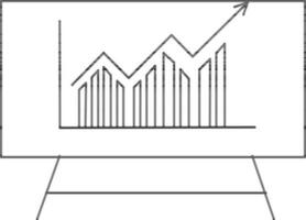 Graph präsentieren auf Tafel im schwarz Linie Kunst. vektor