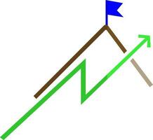 Blau Flagge auf Berg mit Grün Graph. vektor