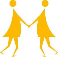 Gelb Farbe Symbol von Menschen halten Hand von jeder andere. vektor