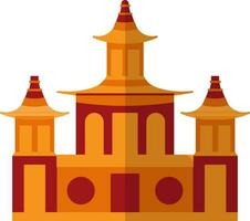 röd och orange kinesisk pagod byggnad. vektor