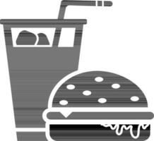 Burger mit kalt trinken, schnell Essen Symbol im eben Stil. vektor