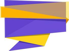 papper origami stil band i lila och gul Färg. vektor