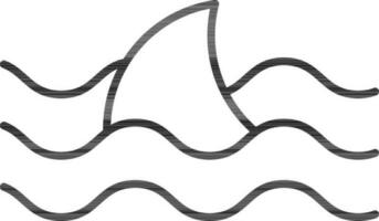 linje konst illustration av haj fisk i vatten ikon. vektor