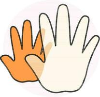 Pflege Hand Symbol im Gelb und Orange Farbe. vektor