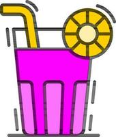 Illustration von trinken Glas mit Stroh und Obst Scheibe Symbol. vektor
