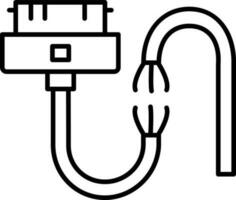 eben Stil gebrochen USB Kabel Symbol im Linie Kunst. vektor