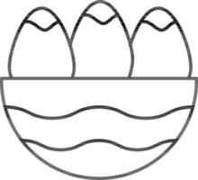 Ostern Eier im Schüssel Symbol. schwarz Linie Kunst Zeichen oder Symbol. vektor