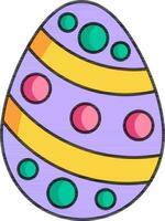 färgrik ägg dekorerad med avskalade och prickar ikon. vektor