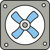 grau und Blau Auspuff Ventilator Symbol im eben Stil. vektor