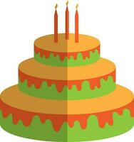 Verbrennung Kerzen dekoriert Kuchen. vektor
