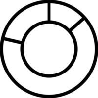 Linie Kunst Kuchen Diagramm mit drei Schritt Symbol im eben Stil. vektor
