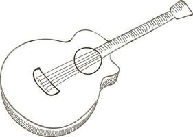 svart och vit illustration av gitarr. vektor