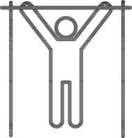 platt stil mänsklig hängande med tvärstång övning ikon i linje konst. vektor